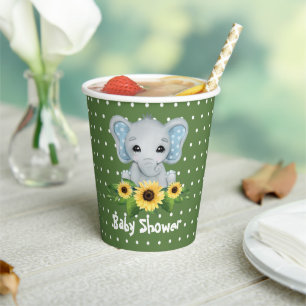 Vasos De Papel Cute Elephant Baby Shower