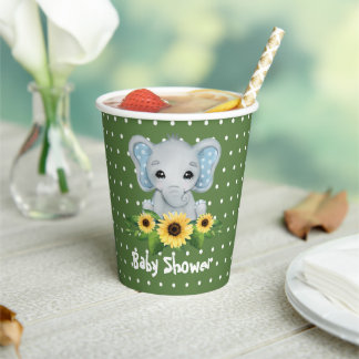 Vasos De Papel Cute Elephant Baby Shower