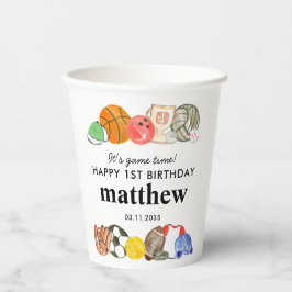 Vasos De Papel Cute es tiempo de juego Bandas deportivas niños cu