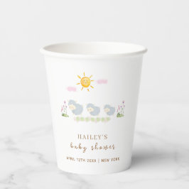 Vasos De Papel Cute Family Sheep Floral Garden Baby Shower