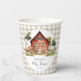 Vasos De Papel Cute Farm Animal Barn Baby Shower