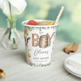 Vasos De Papel Cute Farm Animals Greenery Boy Barn Baby Shower