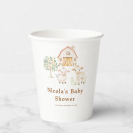 Vasos De Papel Cute Farm Barn Baby Shower