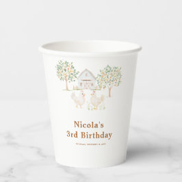 Vasos De Papel Cute Farm Barn Hens Birthday