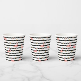 Vasos De Papel Cute Flamingo Rosa Patrón Sin Costuras