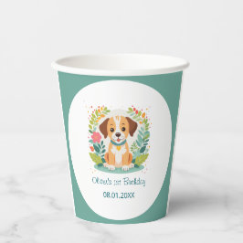 Vasos De Papel  Cute Floral Dog Puppy Kids Birthday Party