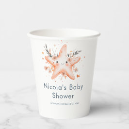 Vasos De Papel Cute Floral Starfish Baby Shower