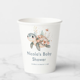 Vasos De Papel Cute Floral Turtle Baby Shower