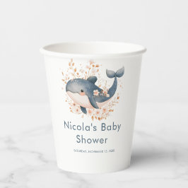 Vasos De Papel Cute Floral Whale Baby Shower