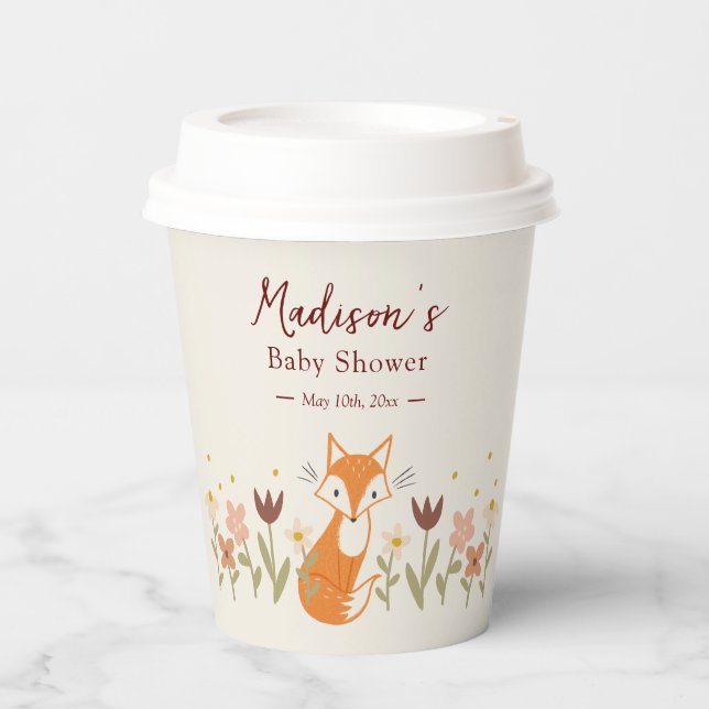 Vasos De Papel Cute Fox Baby Shower (Anverso)