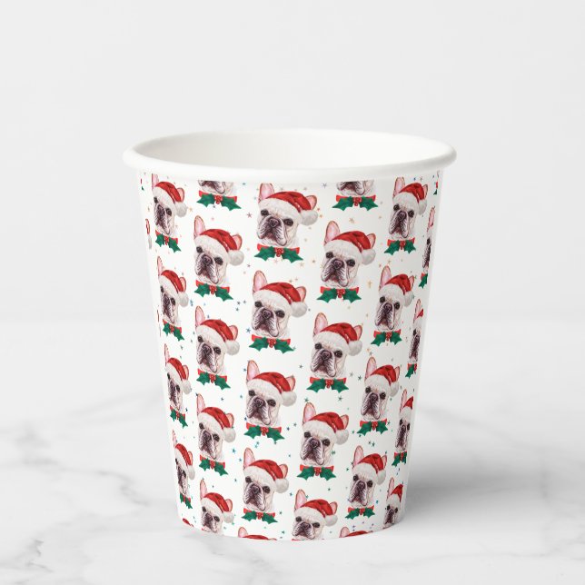 Vasos De Papel Cute French Bulldog Dog Christmas Pattern (Anverso)