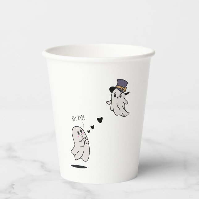 Vasos De Papel Cute ghosts couple talking (Anverso)