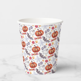 Vasos De Papel Cute ghosts Halloween watercolor patterns,