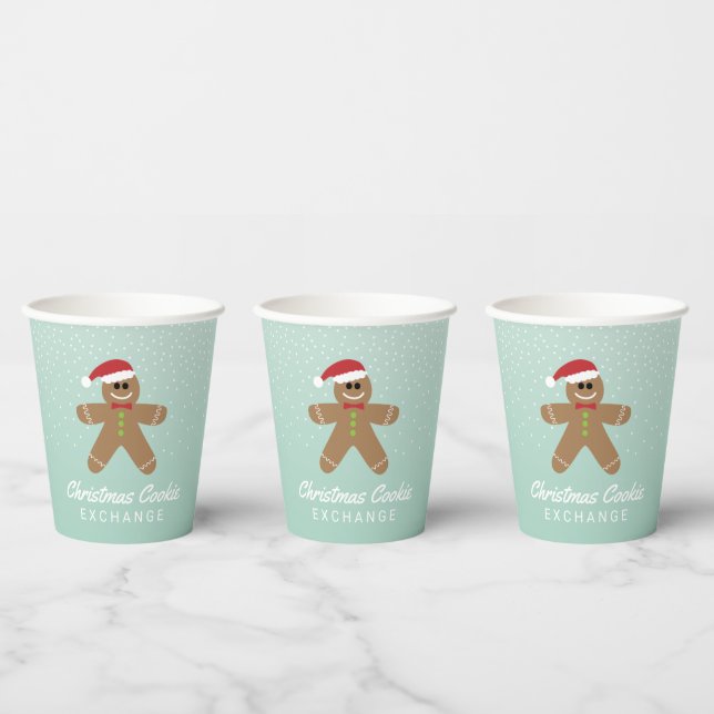 Vasos De Papel Cute Gingerbread Man Navidades Cookie Exchange Pap (Multi)