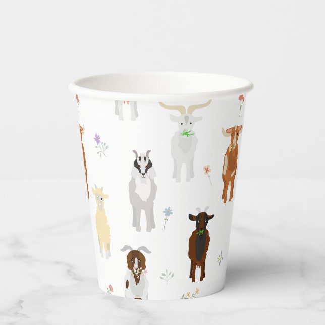 Vasos De Papel Cute Goats Farm Animals (Anverso)