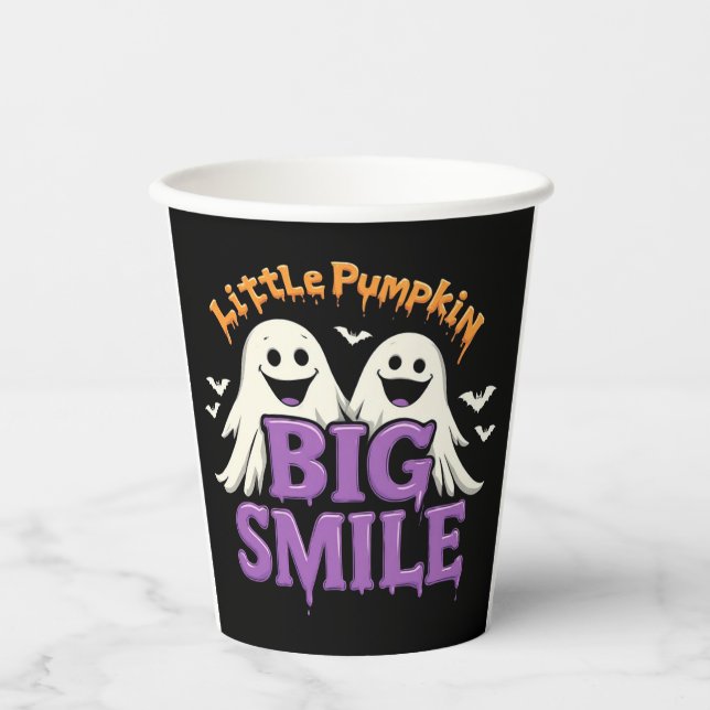 Vasos De Papel Cute Halloween Ghosts and Bats (Anverso)
