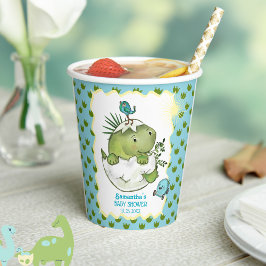 Vasos De Papel Cute Hatching Dino Baby Shower Paper Cups 
