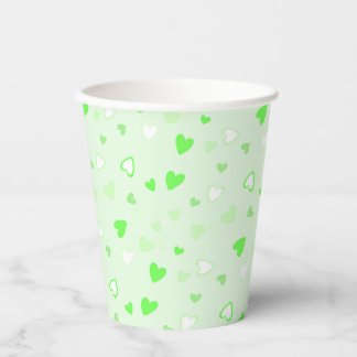 Vasos De Papel Cute Hearts Green