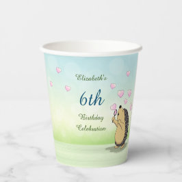 Vasos De Papel Cute Hedgehog Cherry Blossom