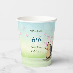 Vasos De Papel Cute Hedgehog Cherry Blossom