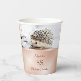Vasos De Papel Cute Hedgehog Rosa Gold | Cumpleaños del Personali