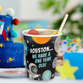 Vasos De Papel Cute Houston Tenemos Un Primer Cumpleaños De Un Añ