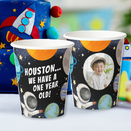 Vasos De Papel Cute Houston Tenemos Un Primer Cumpleaños De Un Añ