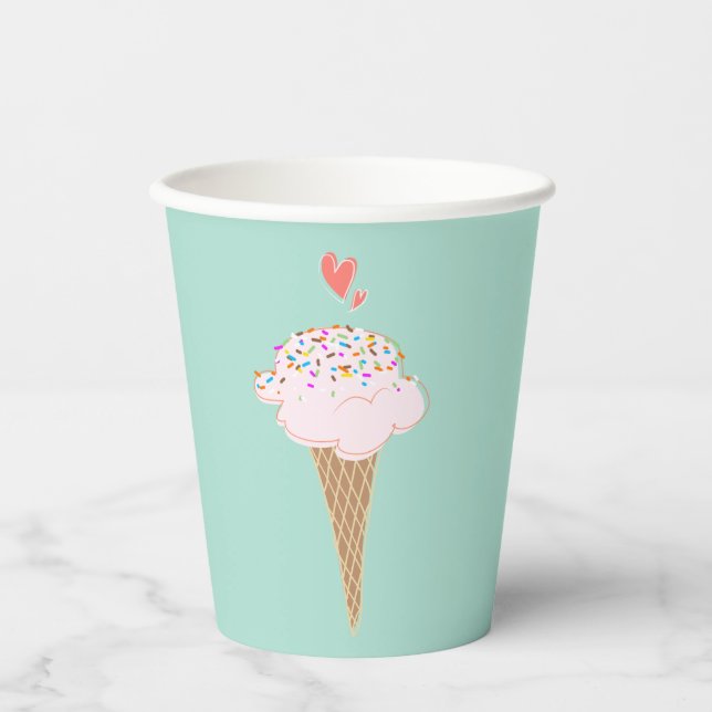 Vasos De Papel Cute Ice Cream Cone (Anverso)