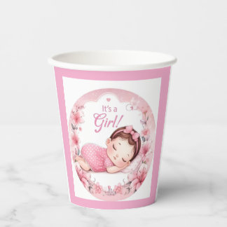 Vasos De Papel Cute It’s a Girl Baby Announcement