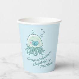 Vasos De Papel Cute Jellyfish Baby Shower Kawaii Blue Boy
