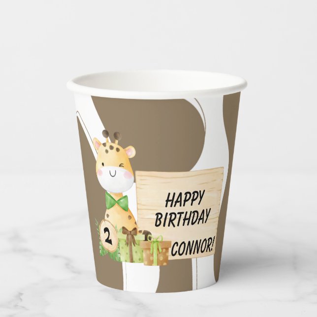 Vasos De Papel Cute jirafa para tazas de papel de cumpleaños de u (Anverso)