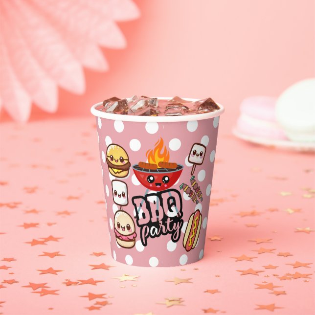 Vasos De Papel Cute Kawaii BBQ Fiesta Baby Shower (in situ)