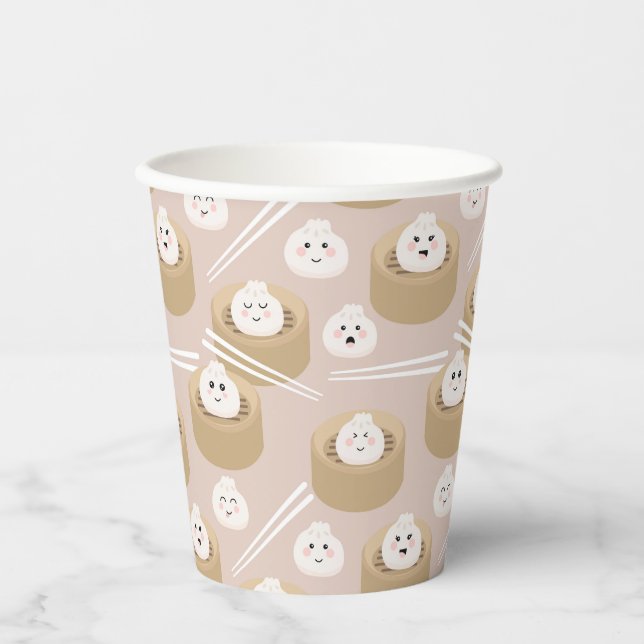 Vasos De Papel Cute Kawaii Dumplings Steamer Chopsticks (Anverso)