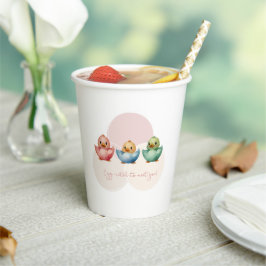 Vasos De Papel Cute Kawaii Egg Birds Pastel de Baby Shower de col