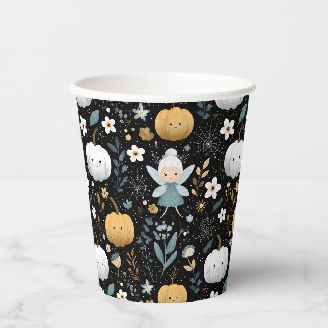 Vasos De Papel Cute Kawaii Halloween Fairy and Pastel Pumpkins (Anverso)