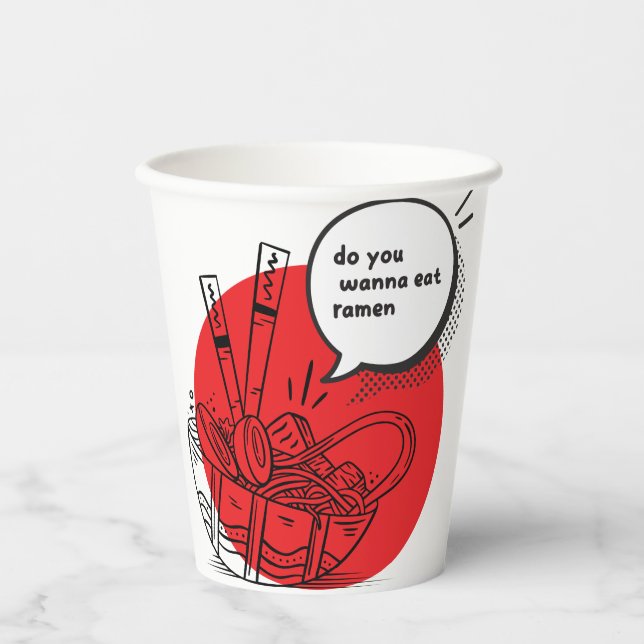 Vasos De Papel Cute Kawaii Ramen - Funny Japanese Food  (Anverso)