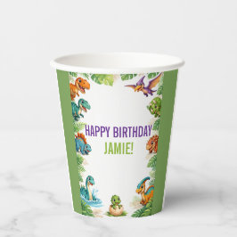 Vasos De Papel Cute Kids Dinosaur Birthday