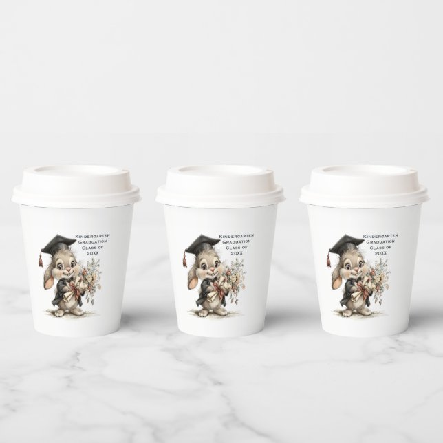 Vasos De Papel  Cute Kindergarten Graduation Bunny Design (Multi)