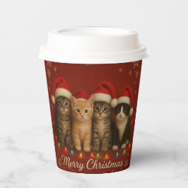Vasos De Papel Cute Kittens Christmas Cup.