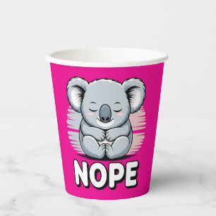 Vasos De Papel Cute Koala Durmiendo "No" Divertido Dibujo Animado