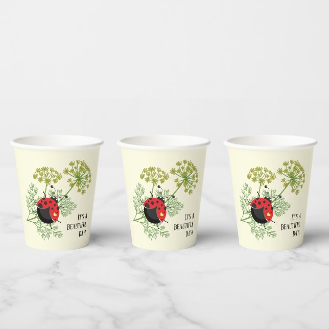 Vasos De Papel Cute Ladybug | Día hermoso (Multi)