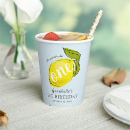 Vasos De Papel Cute Lemon 1er cumpleaños Blue Paper Cups