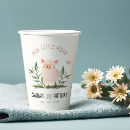 Vasos De Papel Cute Little Farm Pig Butterfly Kids Cumpleaños