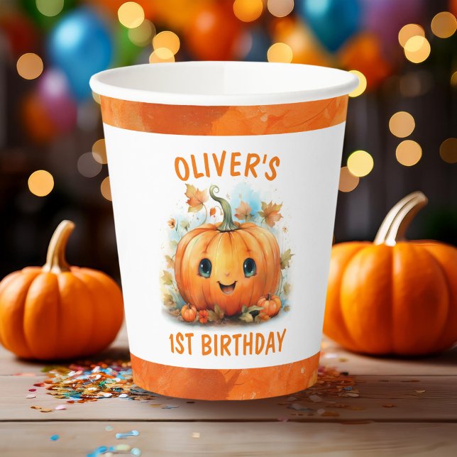 Vasos De Papel Cute Little Pumpkin Birthday Party (Subido por el creador)