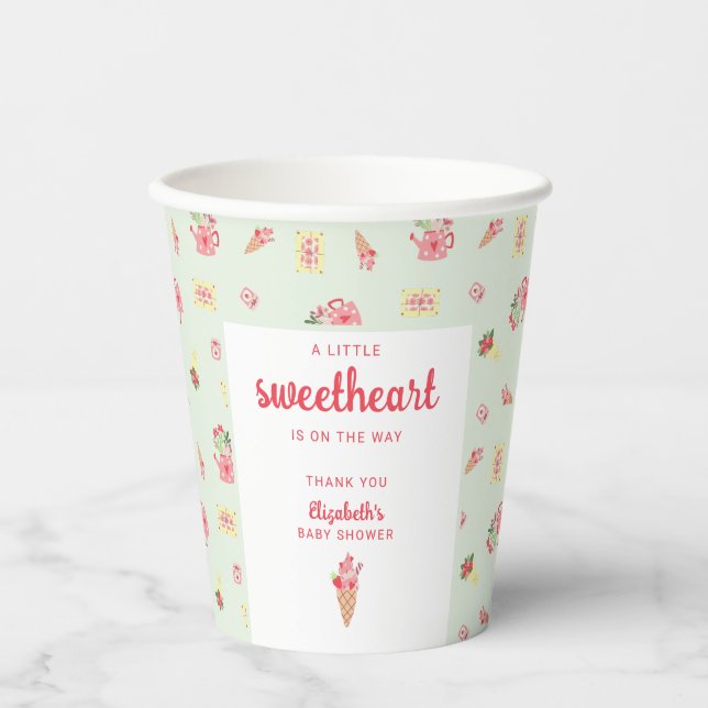 Vasos De Papel Cute Little Sweetheart on the Way Baby Shower (Anverso)