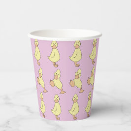 Vasos De Papel Cute Little Yellow Duckling Baby Shower Rosa