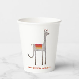 Vasos De Papel Cute Llama Alpaca Nombre personalizado Fiesta de c
