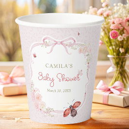 Vasos De Papel Cute Love Bug Bloom Girl Baby Shower Paper Cups
