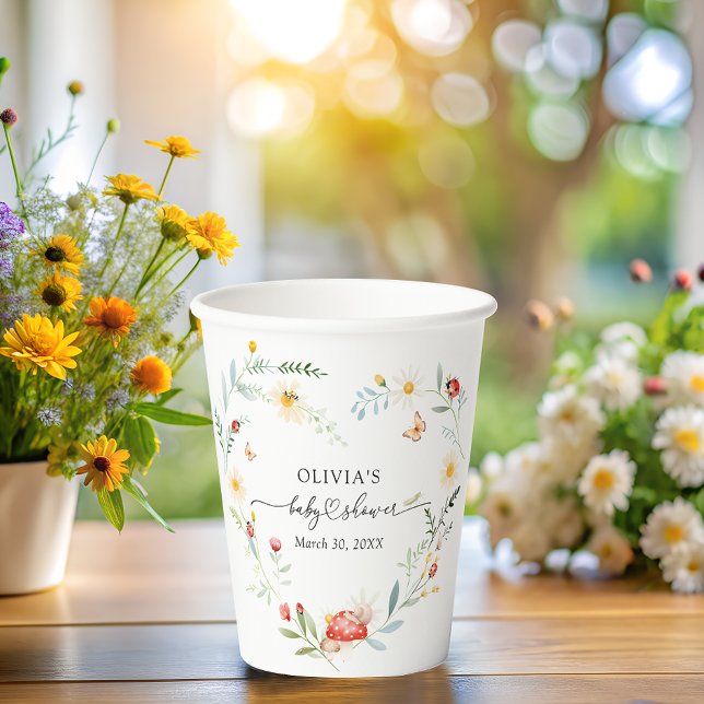 Vasos De Papel Cute Love Bug Wildflower Baby Shower (Subido por el creador)