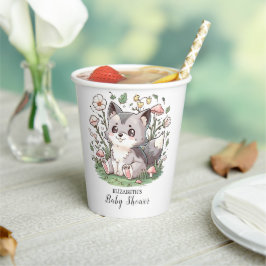 Vasos De Papel Cute Lovely Wolf Baby Shower